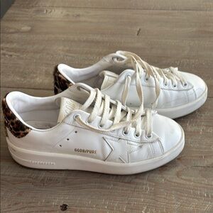 Golden Goose White and Brown Sneakers with Sleek Design